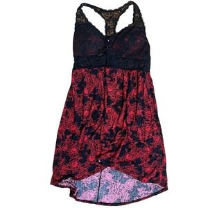 Secret Treasures Lace Babydoll Lingerie Red Floral Racerback‎ Sleep Dress M